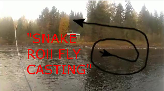 Snake roll fly casting