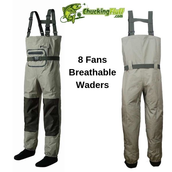 8 Fans Waist Waders,3-Ply Durable Breathable Waterproof Stockingfoot  Insulated Wading Pants for Mens & Womens 