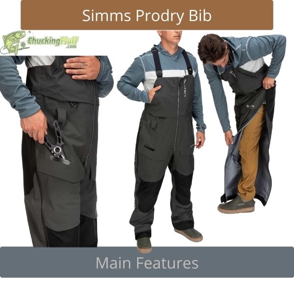 Simms ProDry Fishing Bib - L - Black